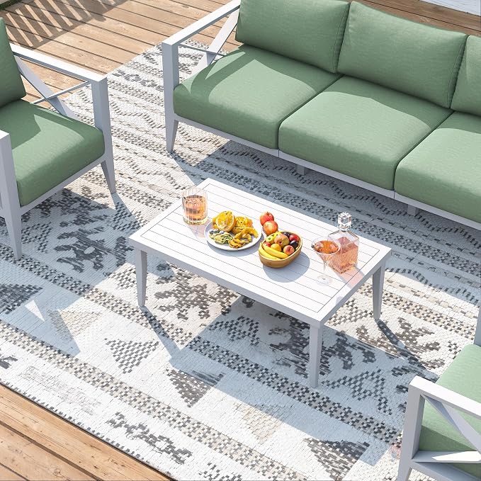 Large Patio Furniture Set Outdoor Sectional Sofa Conversation Set with Cushions, Aluminum Outdoor Furniture for Backyard Deck Garden