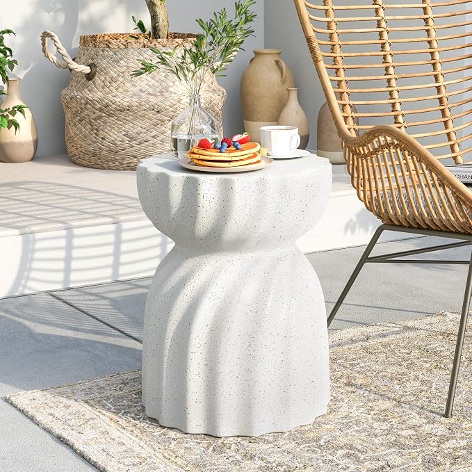 SUNBURY Outdoor Side Table, 19" H Outdoor Accent End Table, Patio Side Tables Coffee Tables, Garden Stool and Plant Stand for Patio, Garden, Living Room, and Backyard