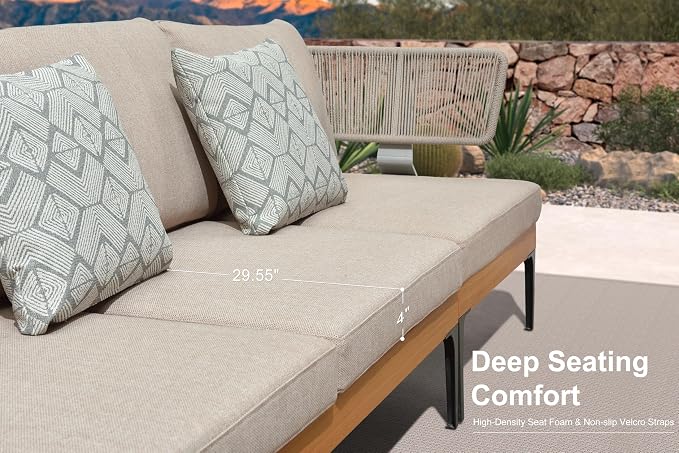 PURPLE LEAF 10 Pieces Outdoor Conversation Furniture Sets with Coffee Tables Patio Wicker Sectional Sets Aluminum U-Shaped Sofa Chairs for Balcony Yard Garden Poolside, Cushions and Pillows Included