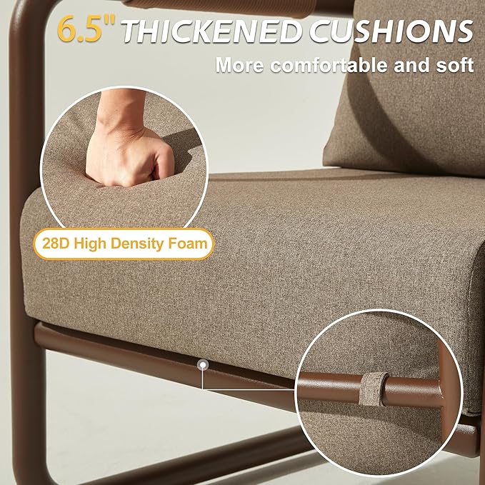 3-Seat Outdoor Patio Sofa with Cushions, Aluminum Deep Seating Couch for Backyard, Deck, Garden – Conversation & Relaxation Outdoor Furniture, Brown