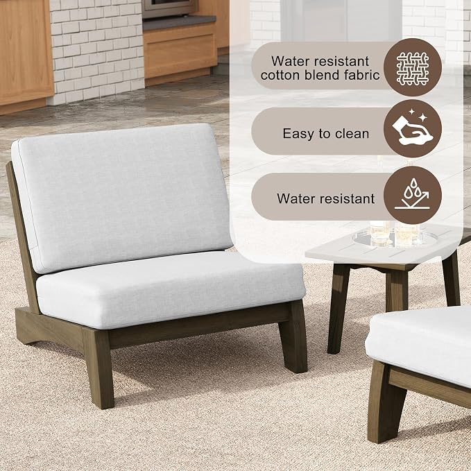 2 Pieces Patio Furniture Sets, All-Weather Outdoor Wood Bistro Set Patio Conversation Side Table Chiars and Patio Loveseat for Balcony, Backyard
