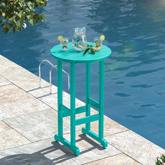 nalone 40" Outdoor Bar Table, All Weather HDPE Bar Height Patio Table Counter Round Patio Cocktail Bar Tables, Tall Bistro Tables Pub Table for Deck, Porch, Backyard, Garden