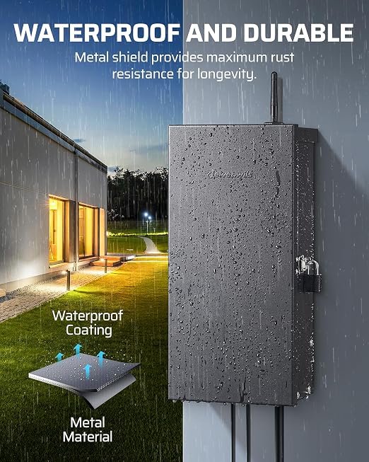 DEWENWILS 300W WiFi Smart Low Voltage Transformer with 3 Zones 300W | 120V AC to 12/14V AC, Compatible with Alexa & Google Assistant, Outdoor Smart Low Voltage Transformer for Outdoor Scenes