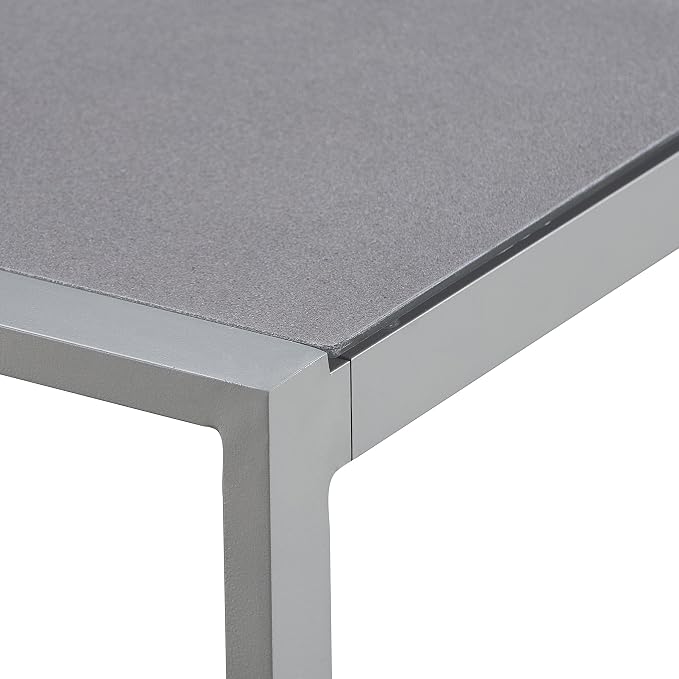 Elle Decor Tropez Mesh Outdoor Patio Furniture Collection with Metal Frame Side Table, Gray