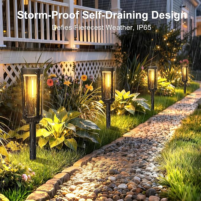 JEJOT Solar Pathway Lights Outdoor Waterproof, 12 Pack Solar Walkway Lights | Solar Light outdoor for Lawn Yard Garden Patio Driveway Decor Landscape, Warm White