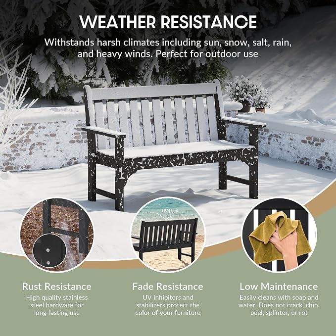 WestinTrends Malibu 3-Piece HDPE Outdoor Patio Furniture Couch and Coffee Table Set, Black