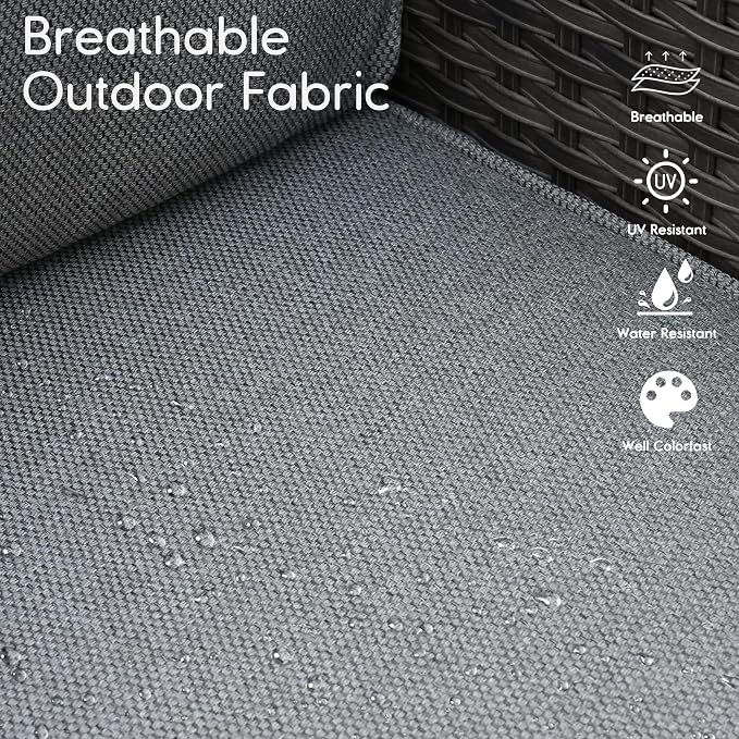 HOOOWOOO 10 Piece Patio Sectional Furniture Set with Swivel Rocking Chairs,Modern Wicker Outdoor Conversation Sofa Sets,Weather Resistant Modular L Shaped Outside Couch Set(Charcoal Grey)
