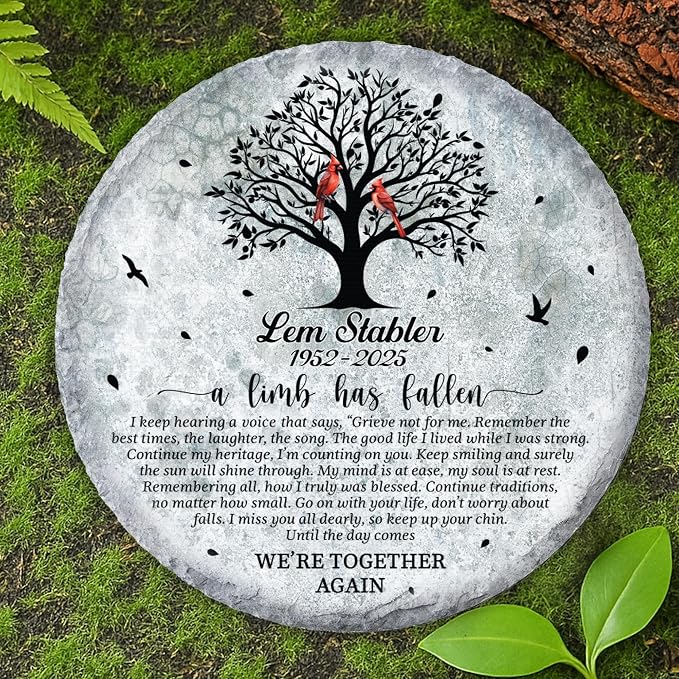 Personalized Memorial Garden Stone with Acrylic Stand, Weatherproof Grave Markers for Cemetery, Bereavement Gift for Loss of Loved One Outside, Grief Heaven Condolence Tree of Life Plaque