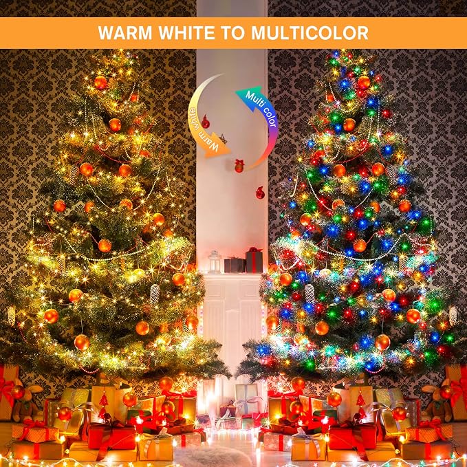 JMEXSUSS 500 LED Color Changing Christmas Lights | 163FT Warm White & Multicolor String With Remote, Plug-in for Tree House Indoor Outdoor Xmas Decor