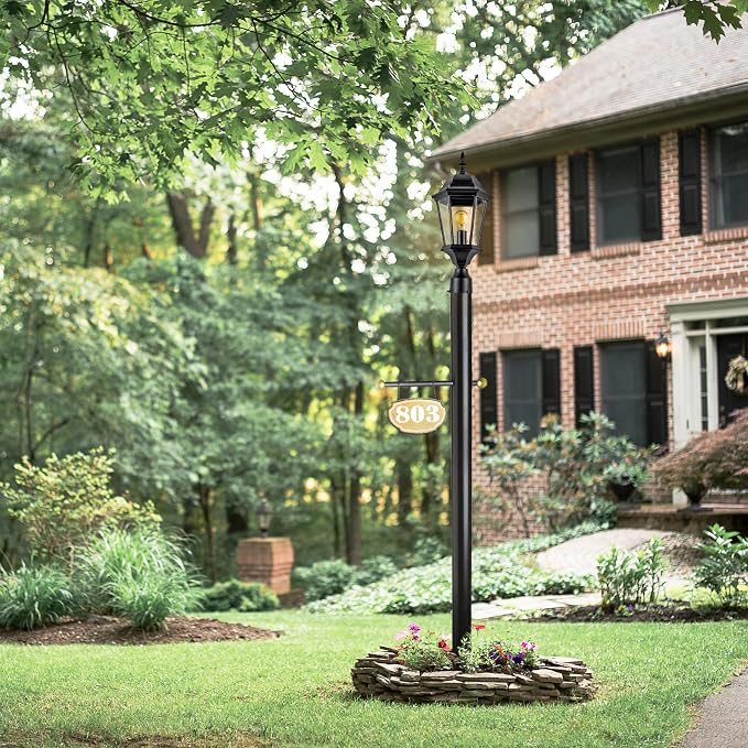 Design House Oak Creek Outdoor Post Light, Textured Black Post Lantern with Clear Beveled Glass, E26 Medium Base, Wet Rated Exterior Lamp for Driveways, Walkways, Porches & Patios, 589192-TBK | Post Mount, Traditional, Aluminum, Lighting, 589192-TBK