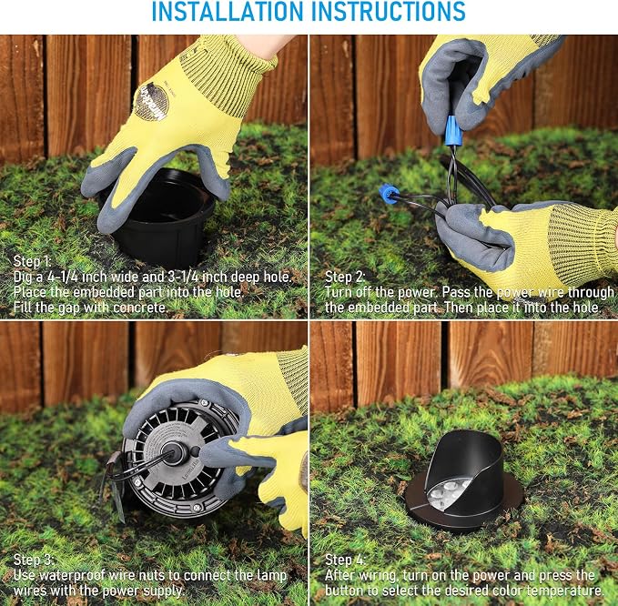 LEONLITE 6-Pack Dia.4 Inch 5CCT Well Lights Shielded Top Black | 12-24V AC/DC, CRI90, 1800K/2700K/3500K/4000K/5000K, Landscape LED In Ground Outdoor, Low Voltage Garden Landscaping, Aluminum