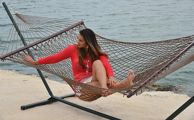 Island Escape Rope Hammock and Stand Set (Mocha Stand and Mocha Hammock)