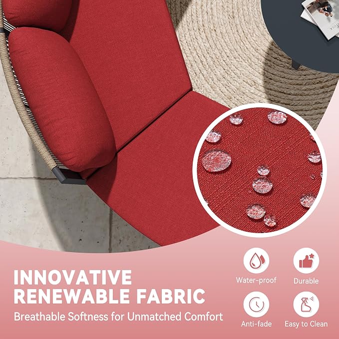 Crestlive Curved Patio Furniture Set, Modular Half Moon 6-Seater Sofa with Round Coffee Table, Aluminum Outdoor Sectional with 4.3" Cushions, All-Weather Couch for Backyard, Deck, Porch, Poolside