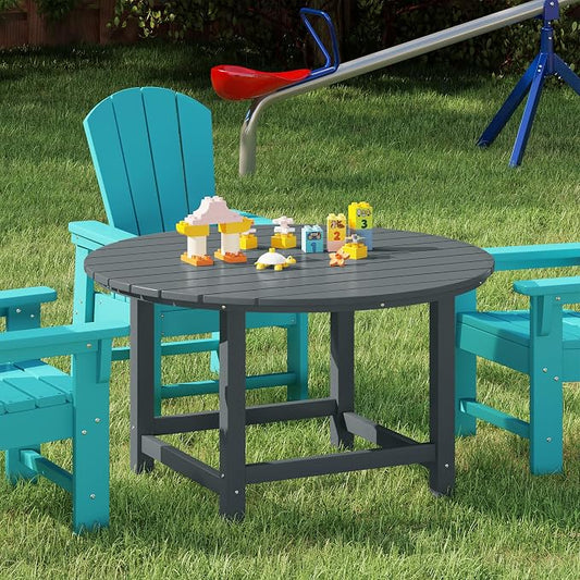 Costaelm Kids Dinner Table, Toddler Play Desk Student Desk Outdoor Childrens Picnic Tables for Children Arts & Crafts, Snack Time, Multi-Activity Table for Ages 2-8 in Home/Outside, Gray