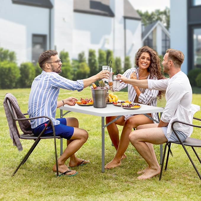ZenStyle 3 ft Indoor Outdoor Heavy Duty Portable Plastic Folding Table, Square Card Desk Utility Table Game Table for Puzzles Crafting Picnic Camping Dining Party, White