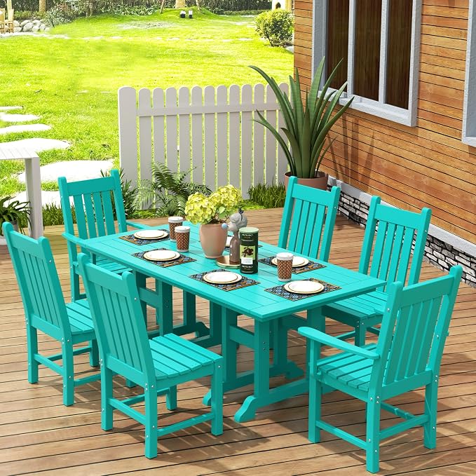 WestinTrends Malibu 71" Outdoor Patio Dining Table, Turquoise