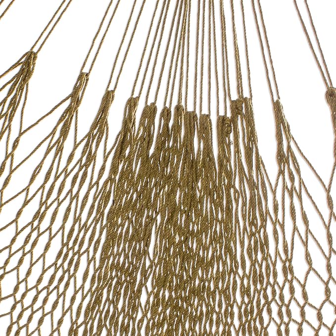 NOVICA Handcrafted Olive Cotton Rope Hammock - 146" L Hanging Hammocks for Indoor/Outdoor Camping and Relaxation, (Single) 'Uxmal Olive'