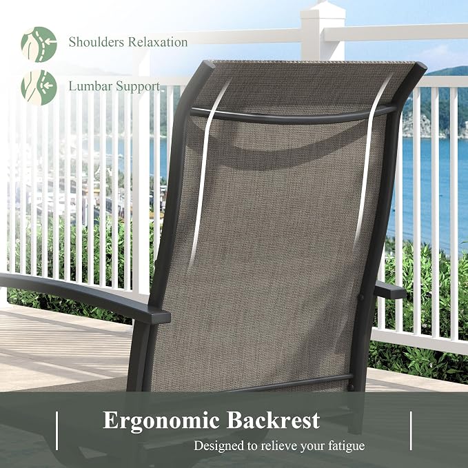 3 Pieces Small Patio Dining Set, Outdoor Furniture of 18.5" Round Patio Side Table & Patio Swivel Chairs for Backyard Lawn Garden, Black Table and Mixed Brown Chairs