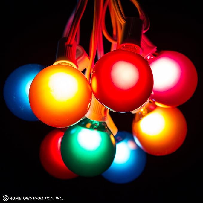 G50 Assorted Satin Pearl 2 Inch Globe String Lights (White Wire - 50 Foot)