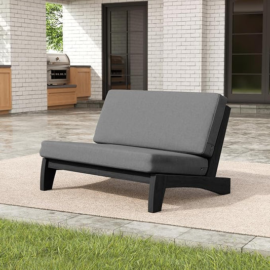 Pia Ricoo 1-Piece Patio Furniture Set, Outdoor Loveseat with 4.5-Inch Thick Cushions, All-Weather Outdoor Sofa for Backyard, Deck, Lawn - Gray/Dark