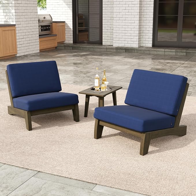 3 Pieces Patio Furniture Sets, All-Weather Outdoor Wood Bistro Set Patio Conversation Side Table Chiars for Balcony, Backyard