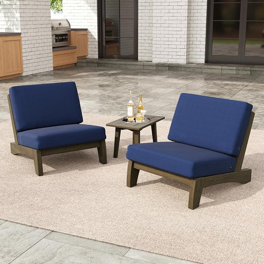 3 Pieces Patio Furniture Sets, All-Weather Outdoor Wood Bistro Set Patio Conversation Side Table Chiars for Balcony, Backyard