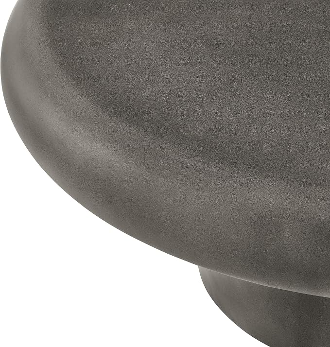 Modway Argos Round Concrete Coffee Table in Gray - Cement Low Coffee Table for Sitting on The Floor - Weather Resistant Stone Patio Coffee Table - Indoor Outdoor 34 Inch Center Table