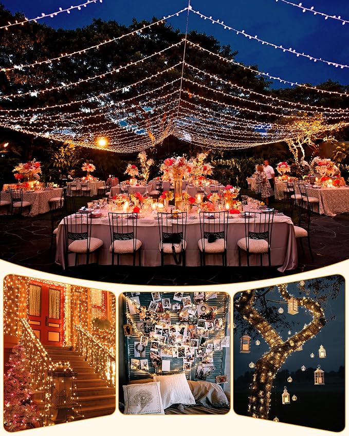 Brightown Solar String Light for Outside, 46Ft 120 LED Solar Lights Outdoor Waterproof, Solar String Lights Outdoor with 8 Modes, for Outside Garden Tree Party Decor(Warm White)