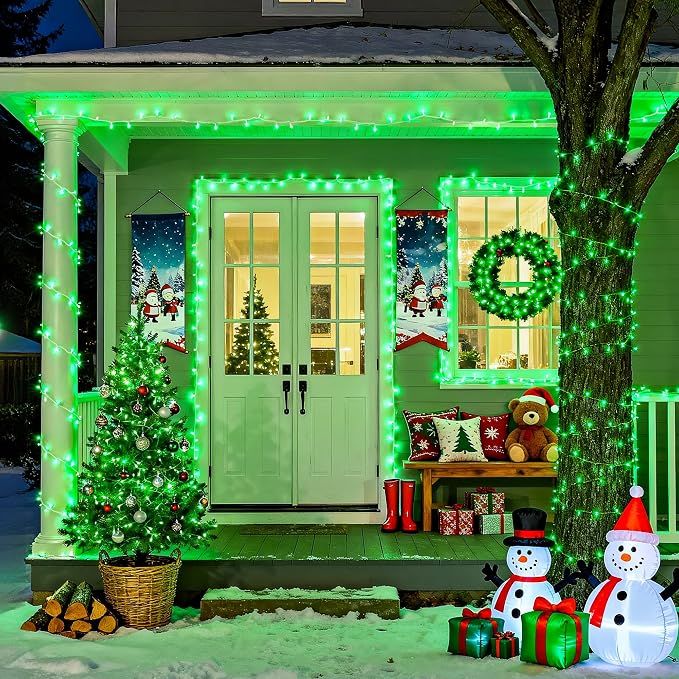 JMEXSUSS 600 LED Green Lights Indoor Outdoor Waterproof for Halloween Decor | Plug in 168 FT Green Christmas String Lights for Yard Tree Room Garden Halloween Party Xmas Decor, 8 Mode, Remote
