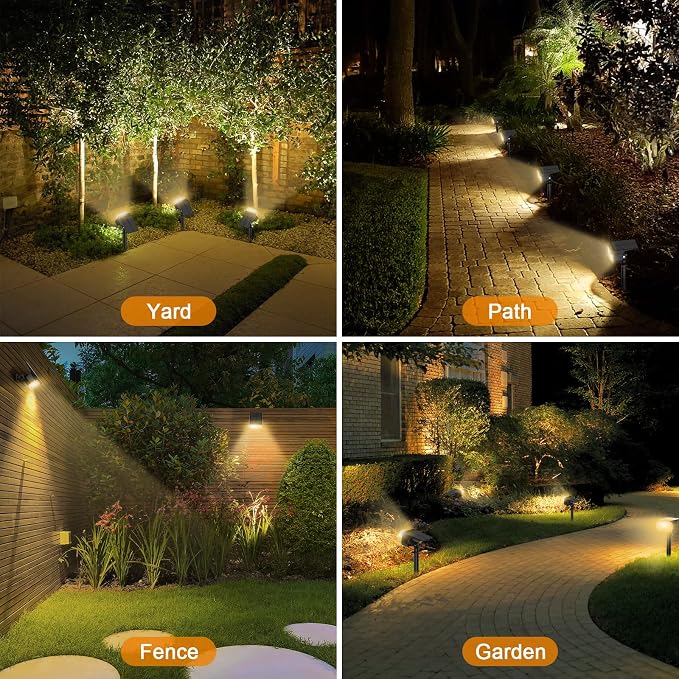 LANSOW Solar Spot Lights Outdoor, [76 LED/4 Pack] 2-in-1 Solar Landscape Spotlights, 3 Modes IP65 Waterproof Dusk to Dawn Solar Powered Flood Wall Lights for Yard Garden Pathway Outside(Warm White)