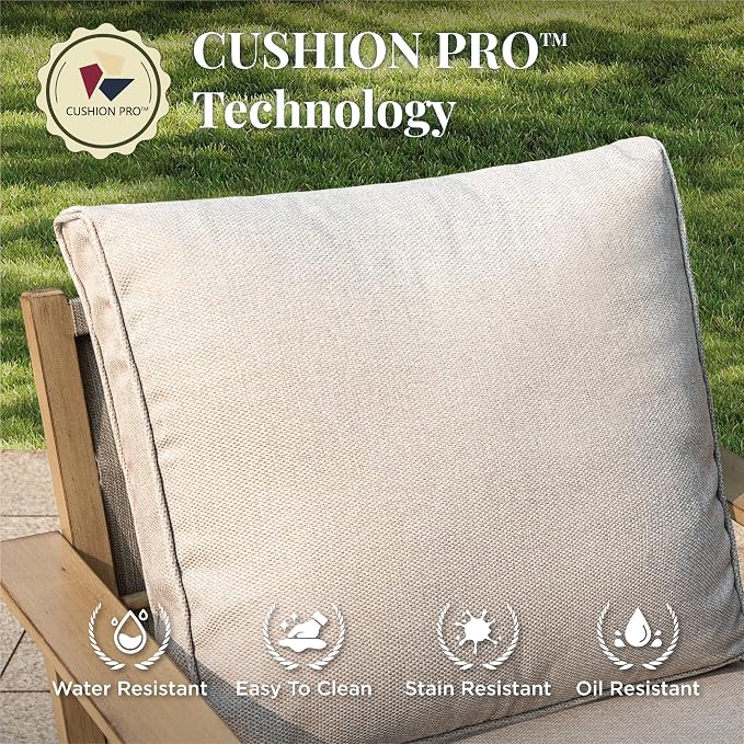 MIXPATIO 5-Piece Outdoor Patio Furniture Set, Steel Sectional Patio Conversation Sets, All-Weather Outdoor Furniture Sets with Waterproof Thick Cushions for Porch, Garden, Backyard, Deck-Beige