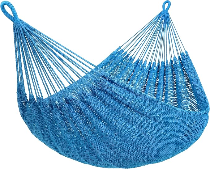 SUNCREAT Hammocks Rope Hammock, Outdoor Hanging Tree Hammock, Blue
