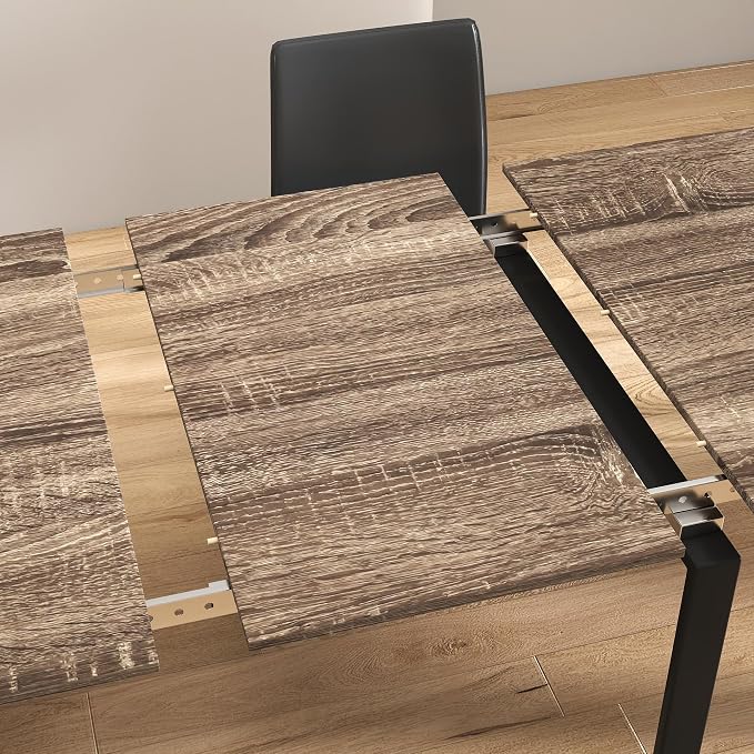 23.62”-118.11” Extendable Dining Room Table, 1-10 People Wood Long Foldable Tables with Storage Cabinet & Outlet, Space Saving Expanding Table with for Kitchen, Living Room, Party, Brown