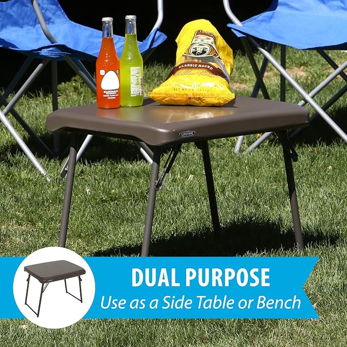 LIFETIME 280488 Compact Folding Low Side Table for Camping, Brown