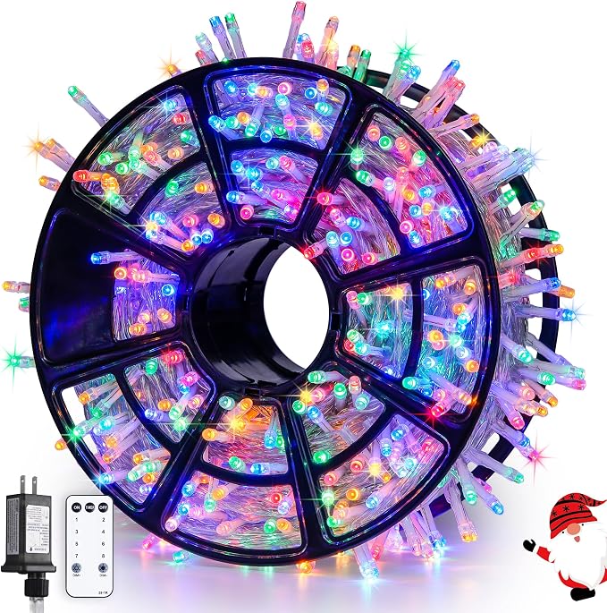JMEXSUSS 1000 LED Multicolor Christmas String Lights Outdoor Plug in | 272 Ft Colorful Christmas Tree Lights Outdoor Clear Wire, Twinkle Lights for Tree Patio Party Xmas Decorations