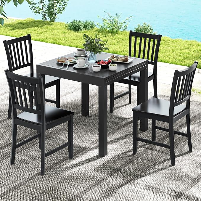 Giantex Expandable Aluminum Dining Table for 4-6 People, 31.5”-63” Extendable Patio Table, Adjustable Rectangular Bistro Table, Outdoor Dining Furniture for Garden, Deck & Poolside