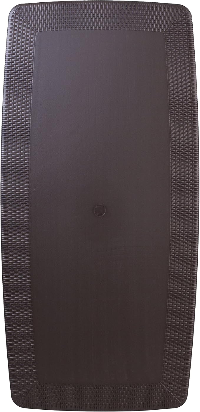 Flash Furniture Elon 5.62-Foot Brown Rattan Indoor-Outdoor Plastic Folding Table with Umbrella Hole