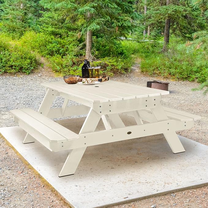 Highwood Professional Commercial Grade National Picnic Table, Whitewash
