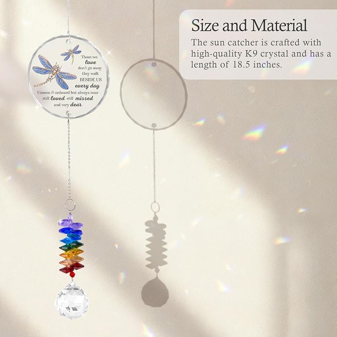 Glass Suncatcher Ornament - Those we Love Don't go Away - Sympathy Gifts for Loss of Loved One - Comfort Keepsake - Xmas Gift for Women Friend Sister - Suncatchers for Windows Hanging Decor