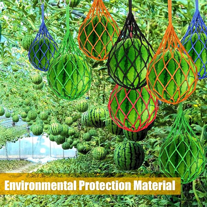 12 Pack Melon Hammocks Cradles, Melon Hammock Mesh Bags for Trellis, Heavy Duty Watermelon Nets with Hooks, Breathable, Durable & Easy - Install Fruit Support Net