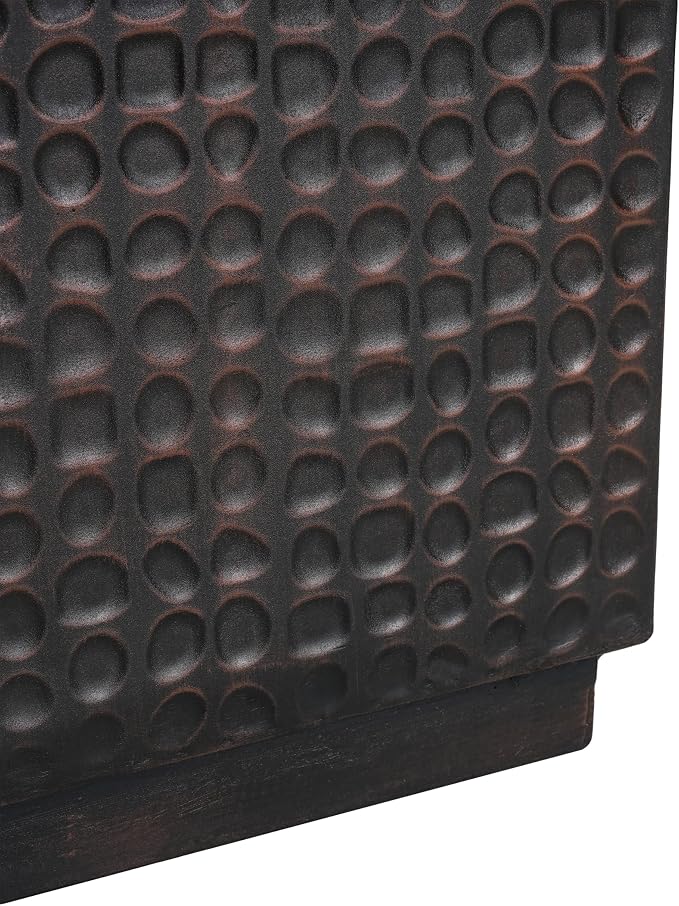 Christopher Knight Home Jeanie Outdoor Side Table Lightweight Concrete, Patio End Table Cube, MGO Fluted Coffee Table for Outside, Garden, Backyard, Poolside Accent Table, Dark Brown Copper