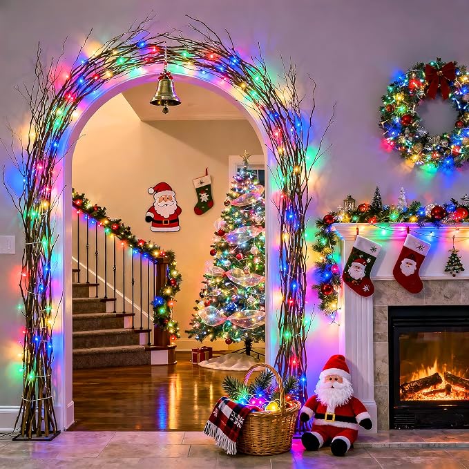 JMEXSUSS Connectable 91.5ft 250 LED Multicolor Christmas Lights Indoor | Christmas Lights Outdoor Waterproof, 8 Modes String Light Plug in for Wedding Party Garden Decorations