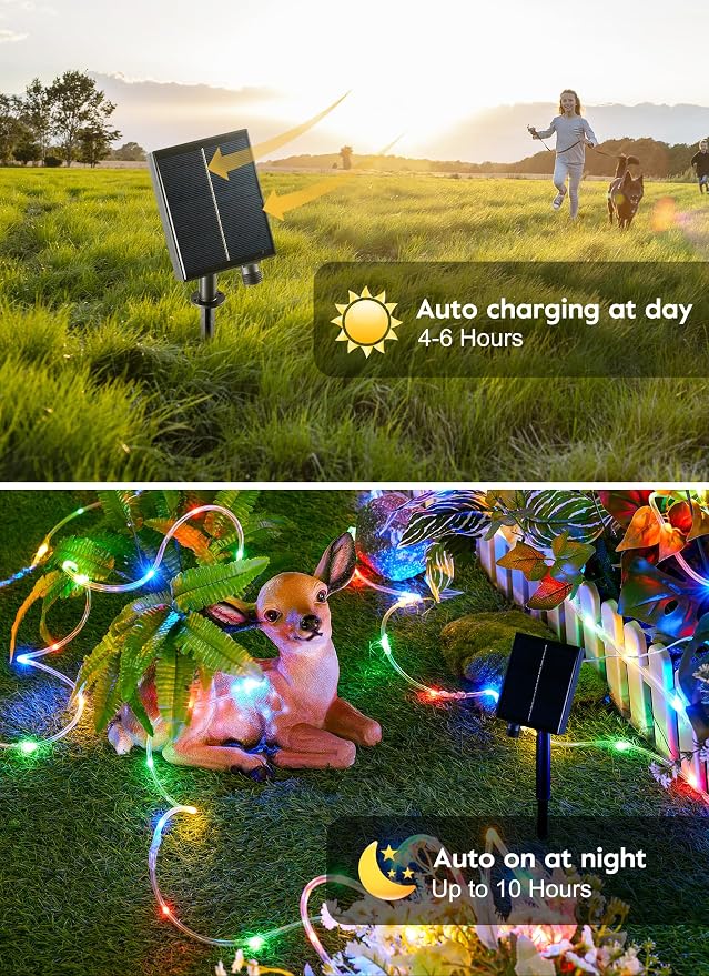 Brightown Solar String Lights Outdoor Waterproof, 39FT 100LEDs, Multicolor | 18 Colors Changing Fairy Rope Light Solar Powered with Remote, Trampoline Light Rope Lighting for Outside Christmas Party