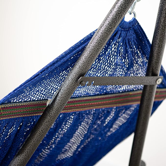Best Home Fashion Portable Hammock with Collapsible Steel Stand, 600 lbs Capacity, No Tools Assembly, Carrying Bag Included, Perfect for Indoor Outdoor Backyard Patio Camping Beach, 2 Person, Navy