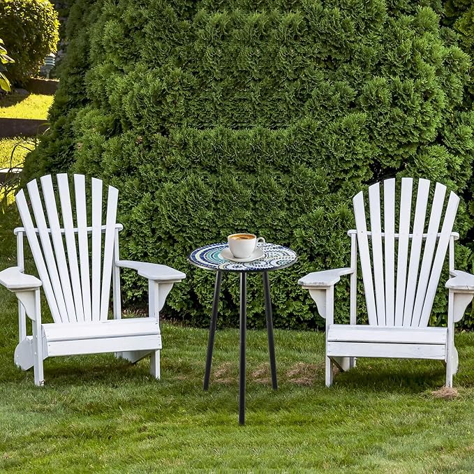 Party Zealot 2 Packs Metal Mosaic Round Side Tables 13.4" Small Outdoor Patio Round Accent Coffee Tables Indoor Corner Stand for Small Spaces Weather-Resistant for Balcony, Porch Plant Stands Indoor