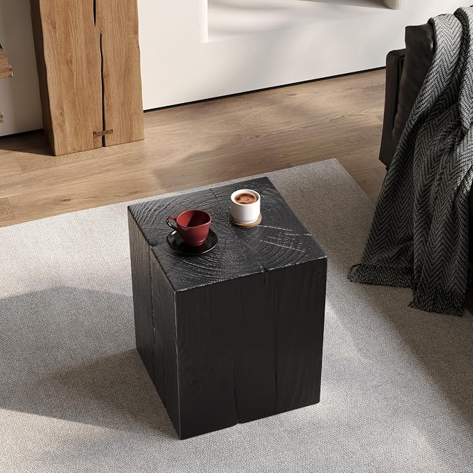 Patio End Table, Square, Black, 18 Inch