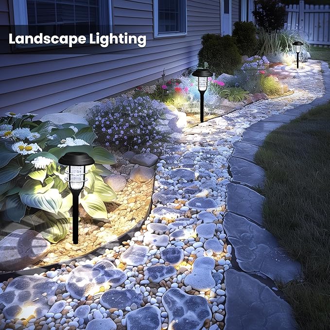 SOLPEX Solar Pathway Lights Waterproof Outdoor Lighting, 12 Pack Cold White | 8-12H Runtime, Auto On/Off, Tool-Free Install, Yard/Garden/Pathway/Patio/Walkway/Driveway