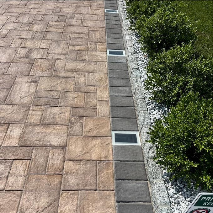 LUMENGY Solar Paver Light 4×8 inch (3.93x7.87), Stainless Steel with Tempered Glass, 2700K Warm White Glare-Free Lighting for Driveways, Walkways and Patios, IP67 Waterproof, Drive-Over Rated