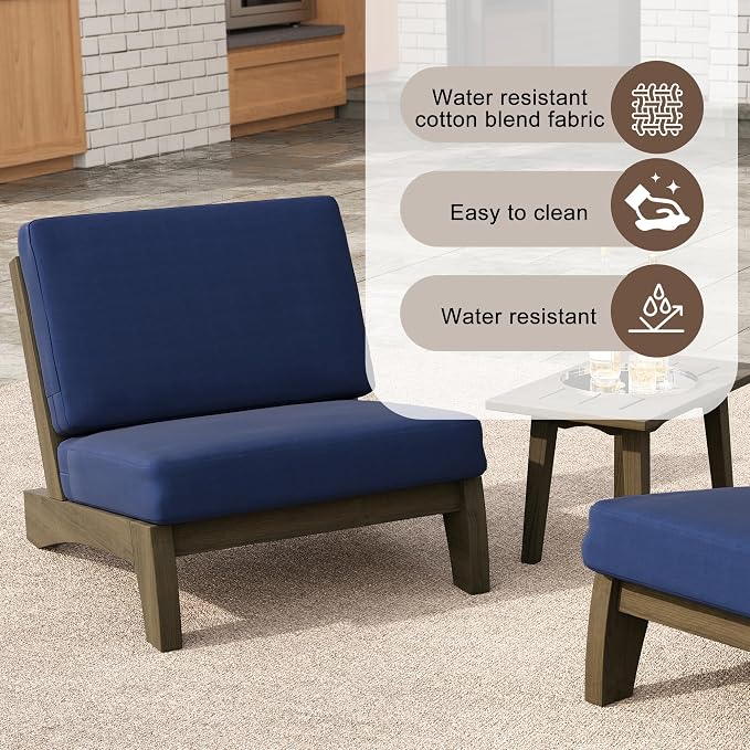 3 Pieces Patio Furniture Sets, All-Weather Outdoor Wood Bistro Set Patio Conversation Side Table Chiars for Balcony, Backyard
