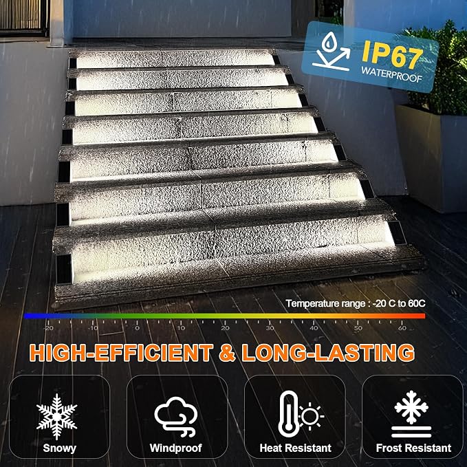 AUDLES LED Solar Step Lights Waterproof Outdoor Stair Lights, Solar Deck Lights Outdoor Decor IP67 Solar Lights for Yard, Patio, Garden, Walkways, Front Door, Pathway, Driveway (8)